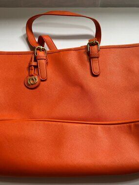 Tote in Bright Orange with Pink Lining
